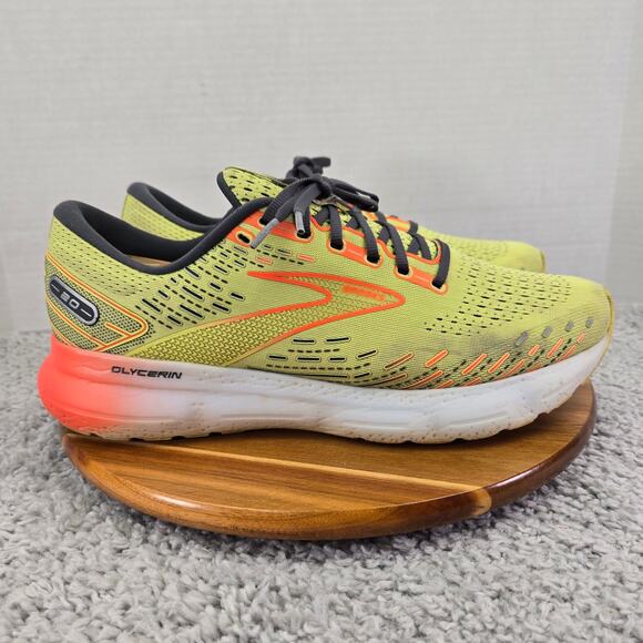 Brooks Glycerin 20 Lime Red Ebony Athletic Gym Daily Road Running Shoe Mens 13 D - Picture 3 of 15